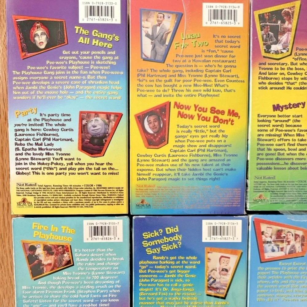 Pee Wee's Playhouse VHS Set of 11 Tapes - 9 are Factory Sealed PeeWee Herman